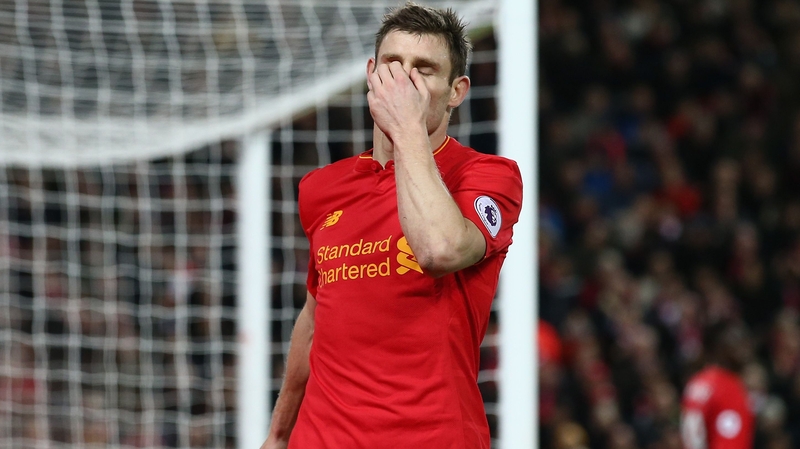 James Milner shows his frustration during the game