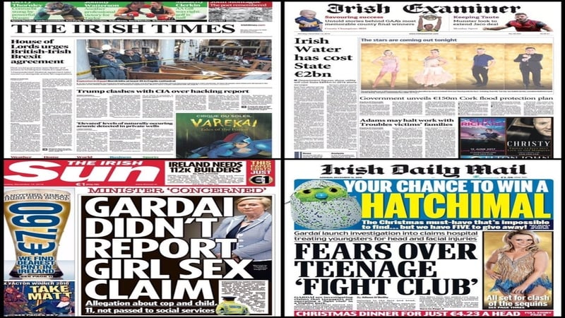 Brexit, Irish Water and gender quotas in sport are some of the stories on your front pages this morning.