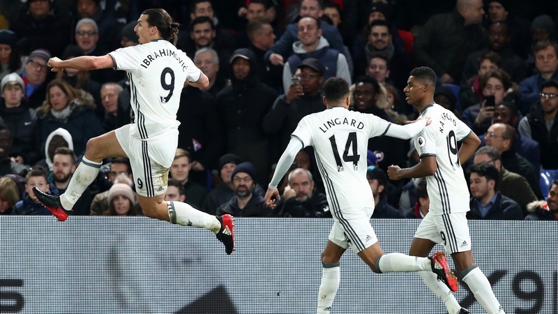 Zlatan Ibrahimovic celebrates his winner at Selhurst Park