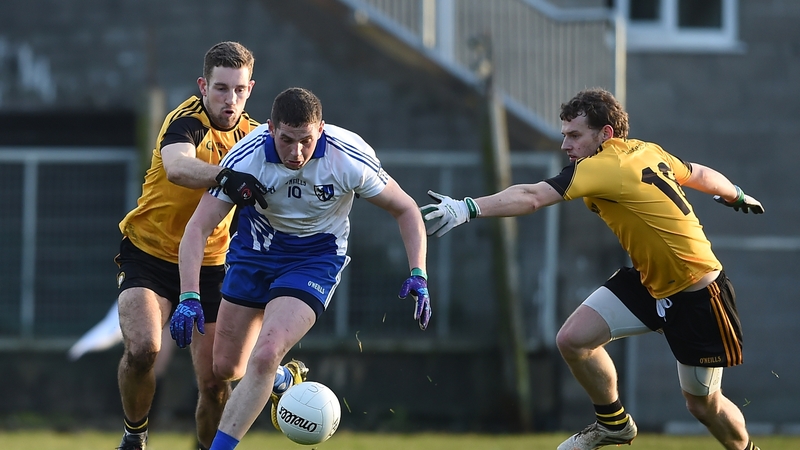 Connacht's Rintan Cregg (blue and white) with Nial Sludden and Declan McCusker of Ulster