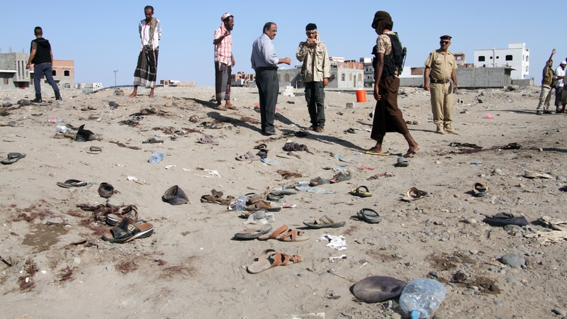 Many others were wounded in the attack that targeted a crowd of soldiers gathered to collect their salaries