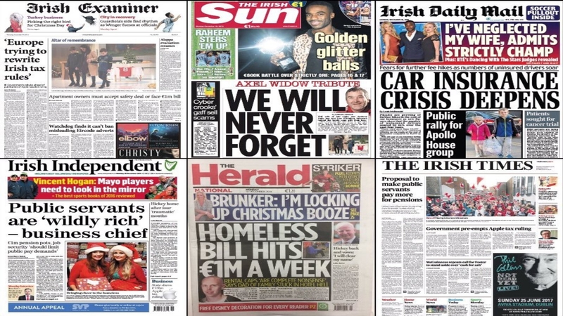 The rugby star Anthony Foley, who died in October, is celebrated in the Irish Sun's front page story