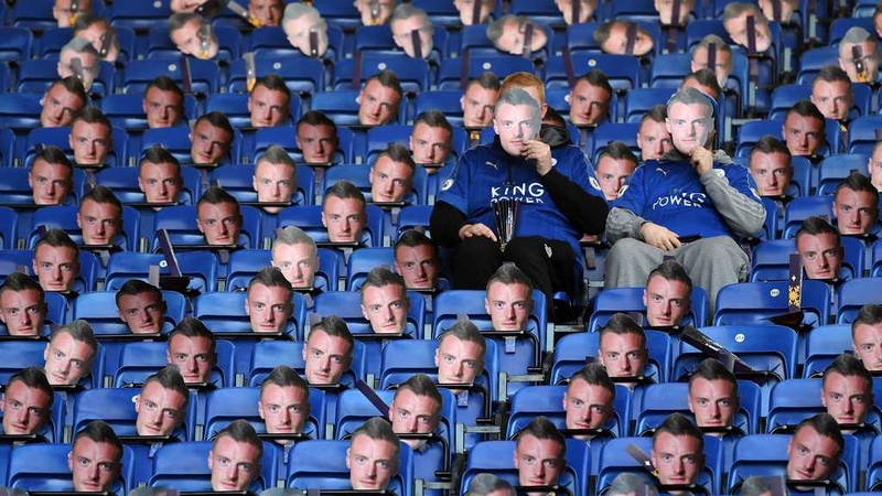 Leicester fans don their Jamie Vardy face