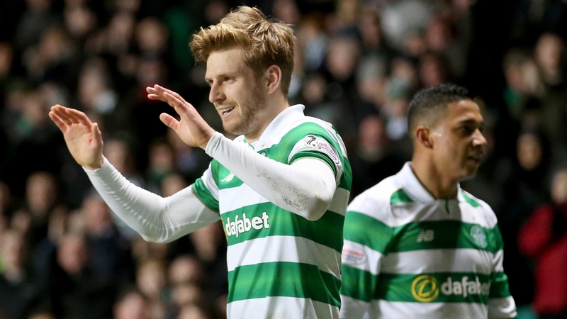 Stuart Armstrong scored for Celtic just before half-time at Celtic Park