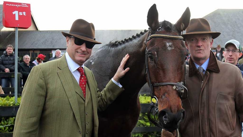 Rich Ricci, left, with Gold Cup hope Djakadam and trainer Willie Mullins