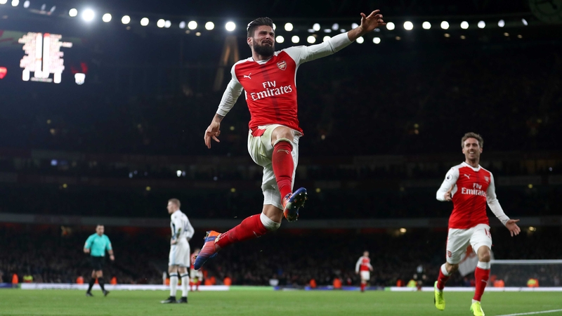 Olivier Giroud celebrates his spectacular goal