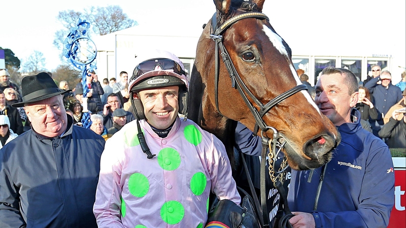 Ruby Walsh and Min in the parade ring following victory