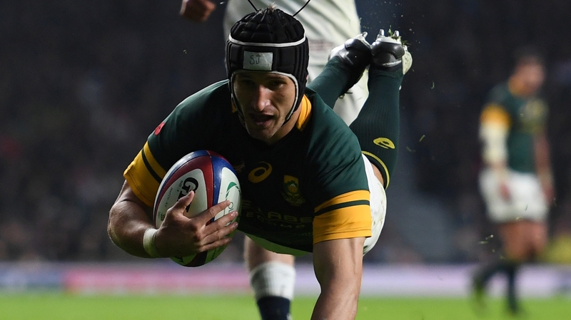 Johan Goosen scores for South Africa against England in November, 2016