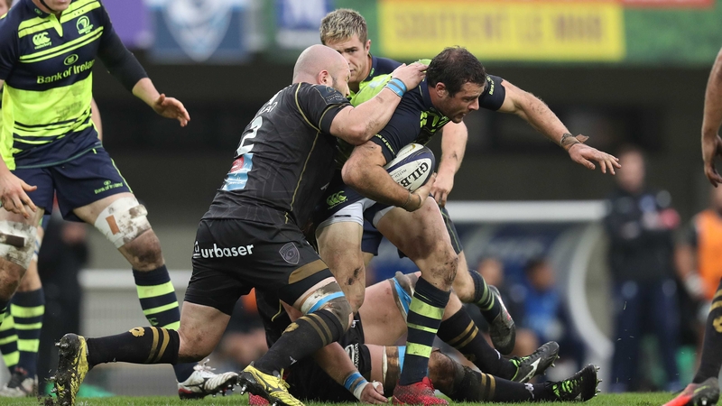 Robbie Henshaw is tackled during the clash in France between the sides in October