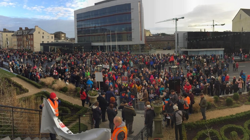 Gardaí estimate around 5,000 people took part in the protest through the city centre while organisers put the figure around 8,000