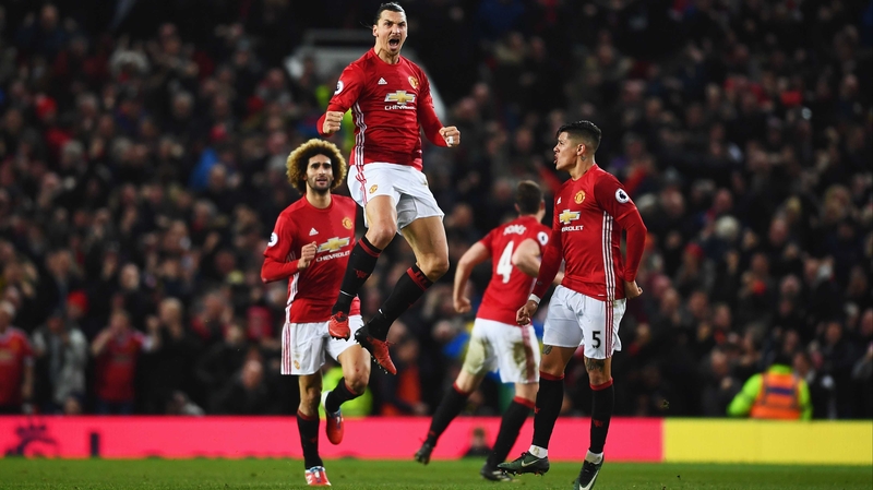 Zlatan Ibrahimovic celebrates his equaliser at Old Trafford