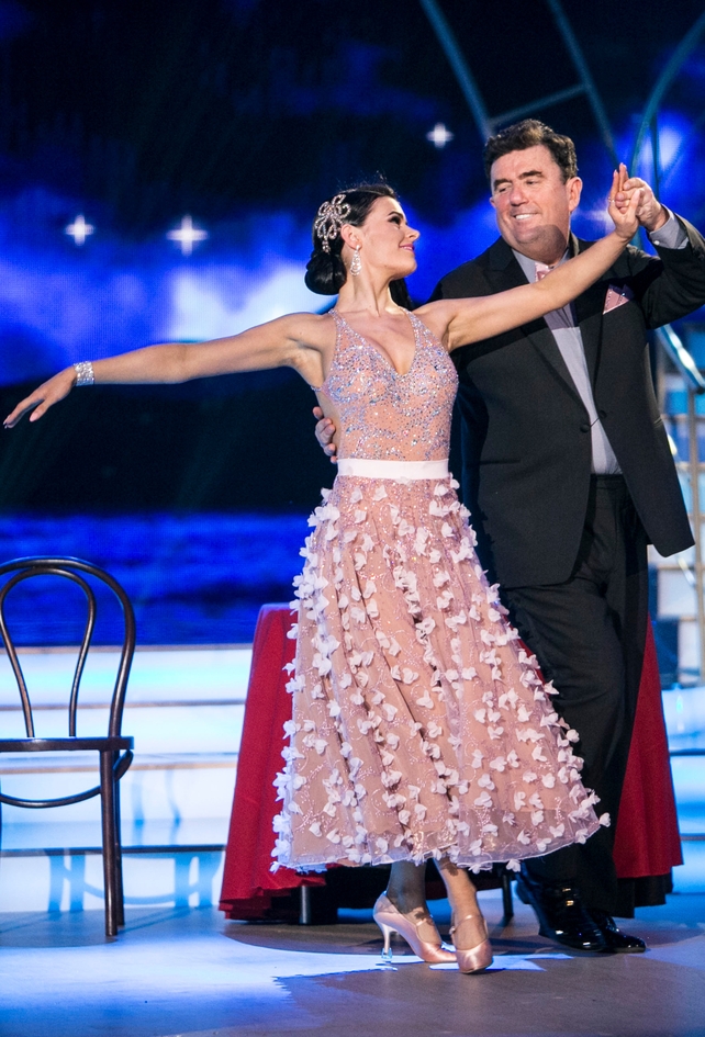 Week 1: Des Cahill may have been out shone by Karen Byrne's drop dead gorgeous dress.