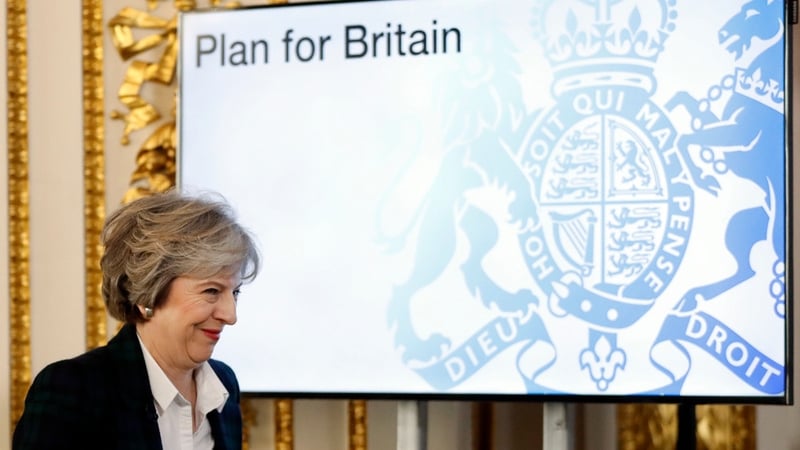 Theresa May at Lancaster House in London where she delivered her speech