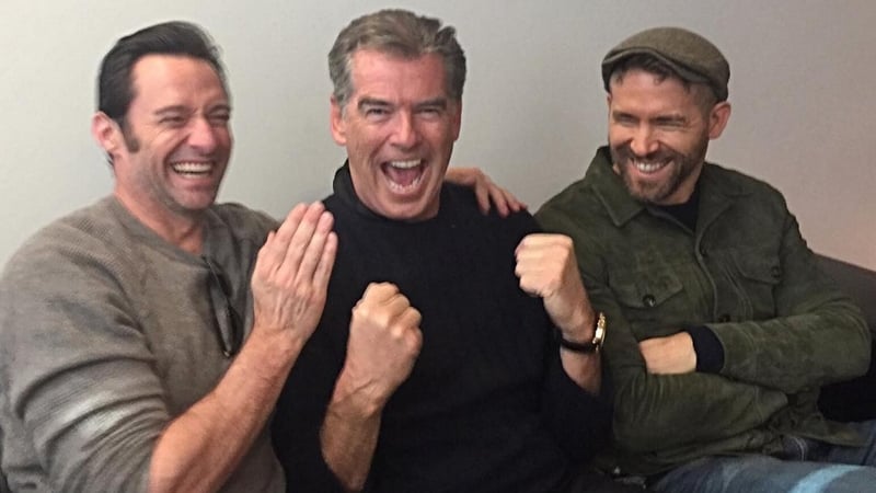 Hugh Jackman, Pierce Brosnan and Ryan Reynolds, image via Instagram