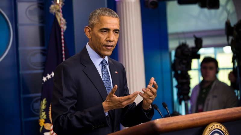 Barack Obama was speaking at his last press conference as US President