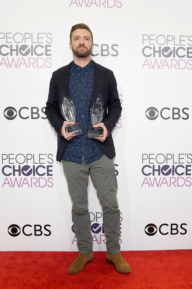 Double trouble - Justin Timberlake went for a very relaxed 'oh-its-on-tonight?!' look as he picked up two awards on the night for Favourite artist and song for Can't Stop the Feeling