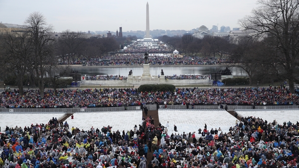 People gather on the National Mall in Washington, DC