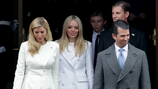 Ivanka Trump, Tiffany Trump, Donald Trump Jr and Eric Trump arrive at the West Front of the US Capitol
