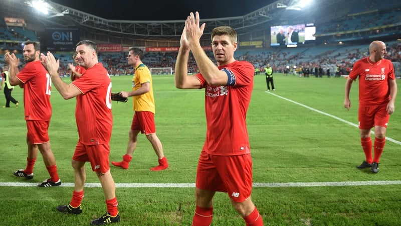 Steven Gerrard at a Liverpool Legends match earlier this month