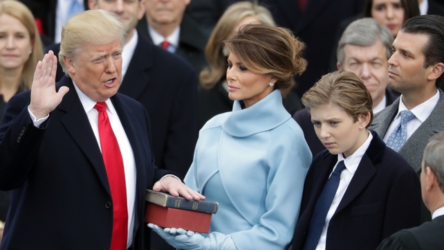 Donald Trump takes the oath of office as President of the United States