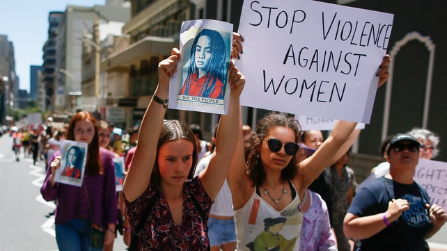 Demonstrators on the streets of Cape Town in South Africa