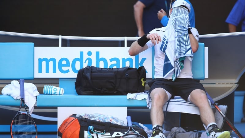 Murray reacts to his fourth round defeat to Mischa Zverev