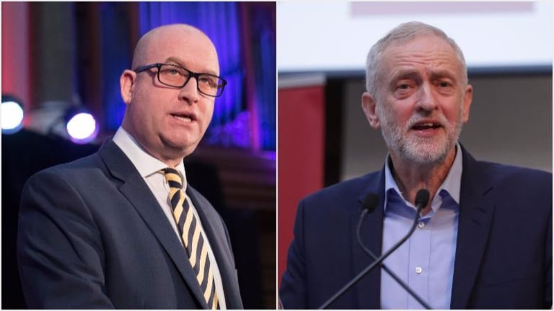 Victory for UKIP leader Paul Nuttall (L) in the Stoke by-election would be big blow to Labour leader Jeremy Corbyn