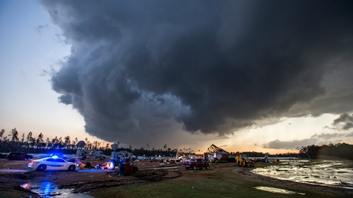 US weather forecasters had issued a rare 'high risk' warning of severe storms - the first such warning since 2014