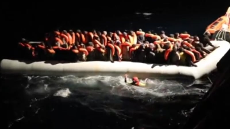 The migrants were rescued from overcrowded rubber boats