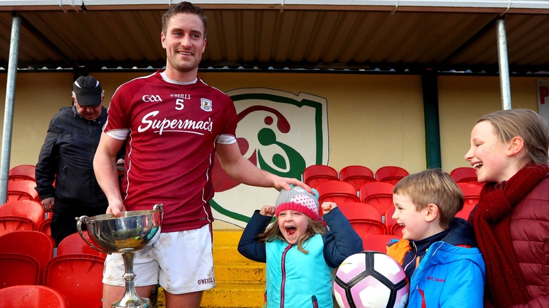 Galway captain Gary O'Donnell holds the FBD League cup