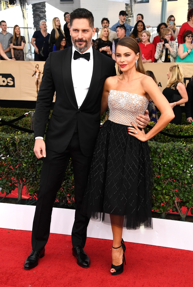 Joe Manganiello and Sofia Vergara who wore Zuhair Murad with Lorraine Schwartz jewelry.