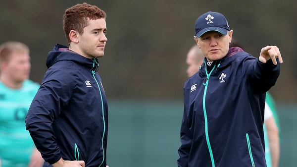 Joe Schmidt and Paddy Jackson at Tuesday's training