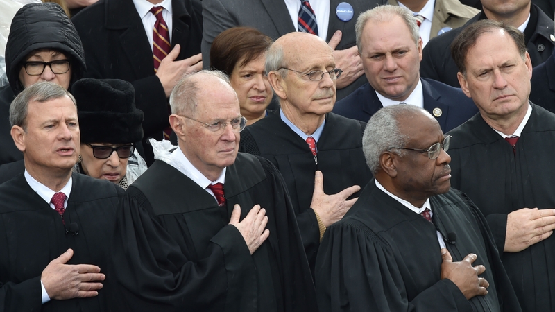 Members of the US Supreme Court look on during inauguration ceremony of President Donald Trump