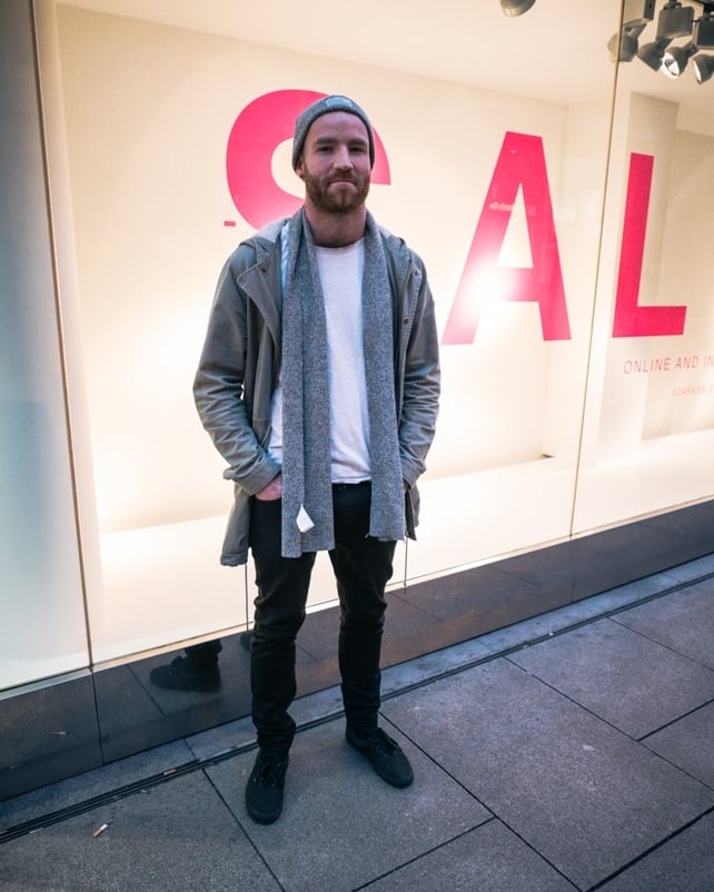 Gavin Carter: Gavin grabbed our eye with his cool, laid back vibe. Perfect for his winter sale shopping day.