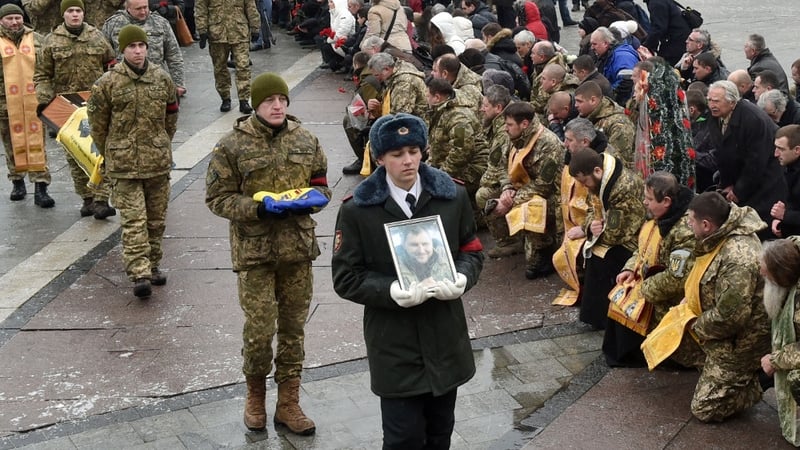 The funeral is held for a Ukrainian soldier killed in Avdiyivka