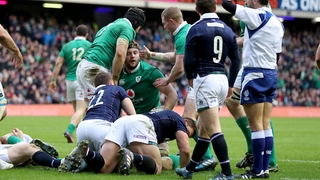 Iain Henderson is congratulated after scoring his second half try for Ireland
