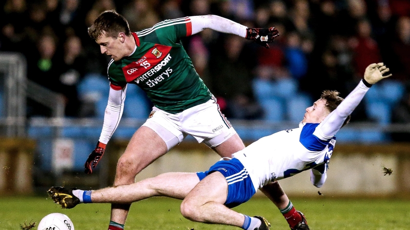Cillian O'Connor battling with Fintan Kelly at MacHale Park on Saturday