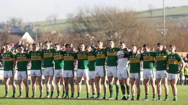 The Kerry team lining out in Letterkenny, ready to take on Donegal