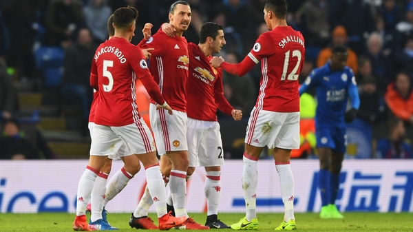 Manchester United celebrate Zlatan Ibrahimovic's goal