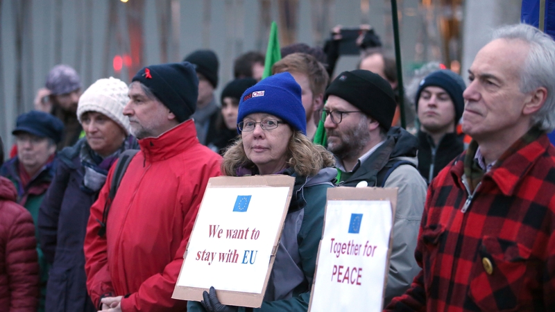 A demonstration outside the Scottish parliament yesterday calling for Scotland to remain in the European Union