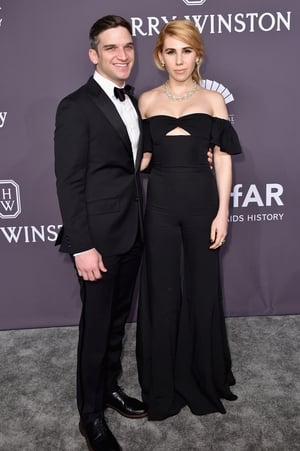 X-Men actor Evan Jonigkeit and Girls actress Zosia Mamet look adorable together. We are head over heels in love with Zosia's jumpsuit.