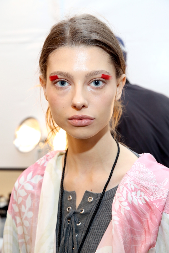 Thursday Day 1: The always colourful Desigual added a pop of colour to its models' faces with stripes below the eyebrows!