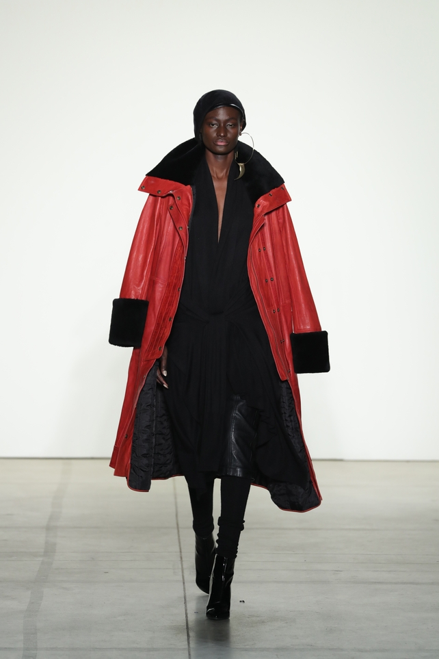 Thursday Day 1: Black and red are the perfect combo for American brand Nicholas K, as we can see with this fab leather coat.