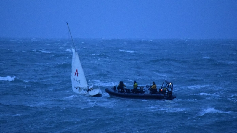 The vessel was taking on water in difficult sea conditions