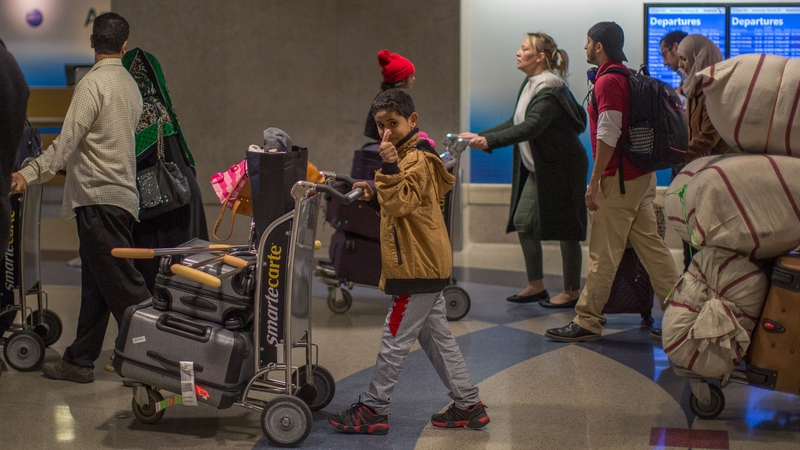 A Yemeni boy arriving in the US while the travel ban was suspended