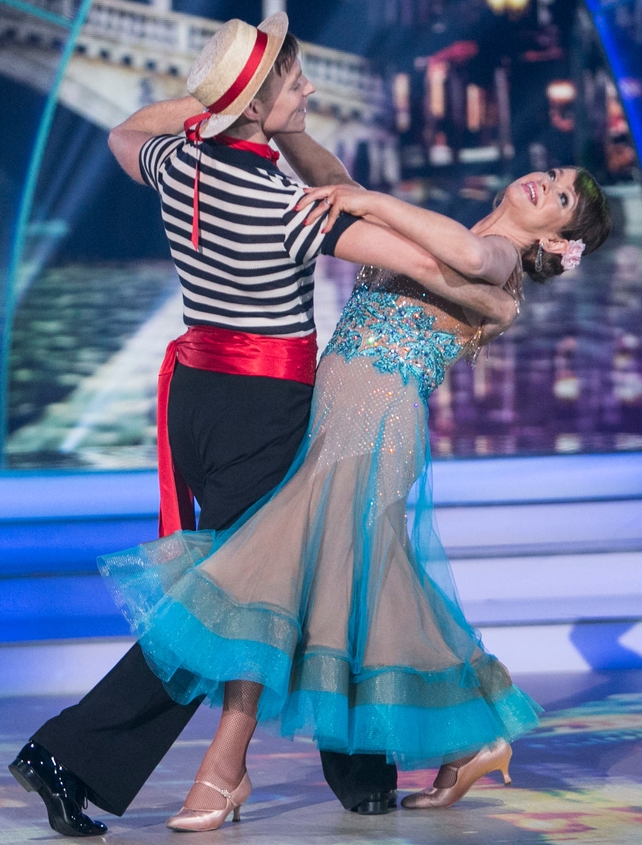 Week 6: Teresa Mannion was a vision in blue as she danced the foxtrot with her gondolier.
