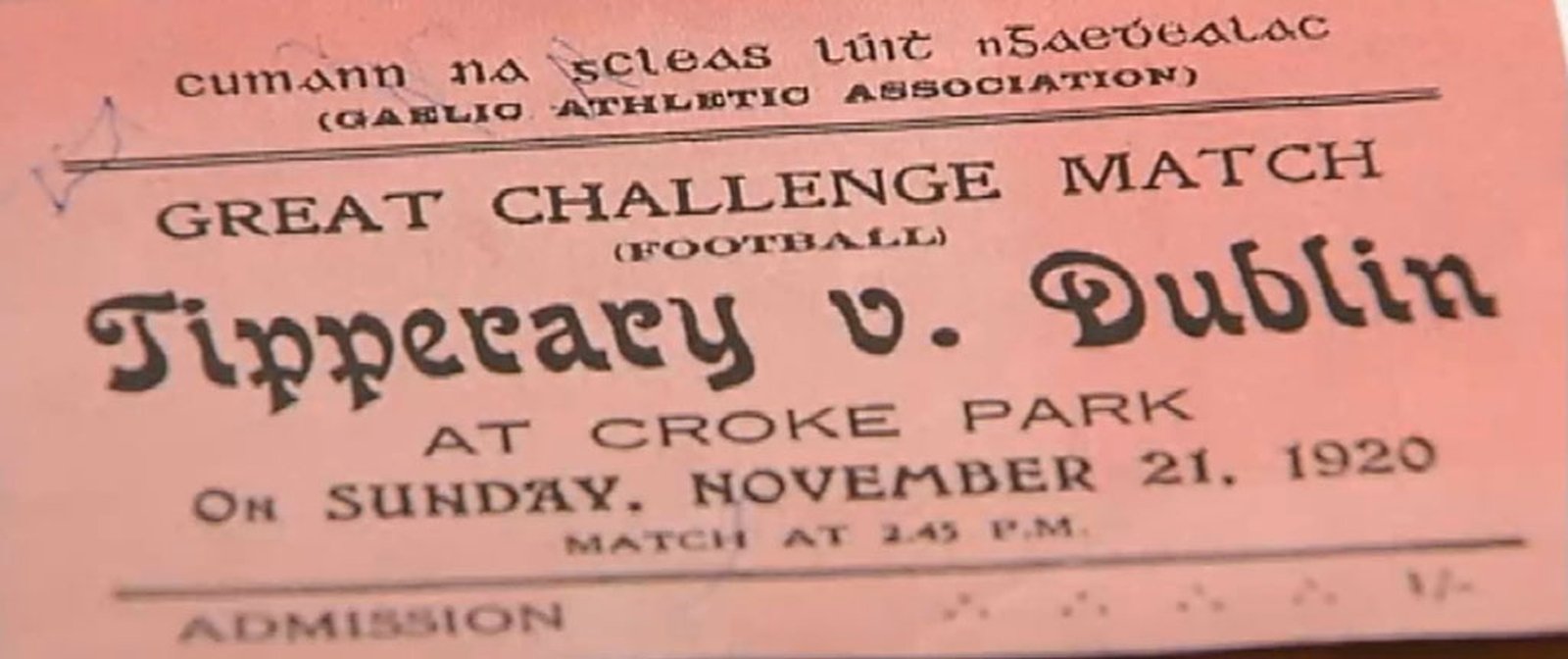 A ticket for the fatal match