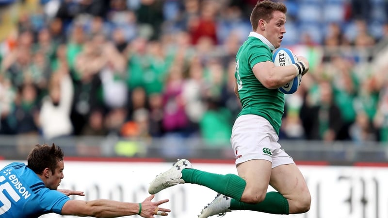 Craig Gilroy crashes over against Italy in Rome