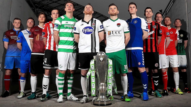 Players from all this season's Airtricity Premier Division clubs at the Aviva Stadium league launch