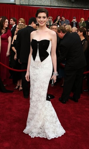 More Valentino! This white lace and statement bow (all the rage again now) dress is tricky to pull off but rocked it at the ceremony in 2007.